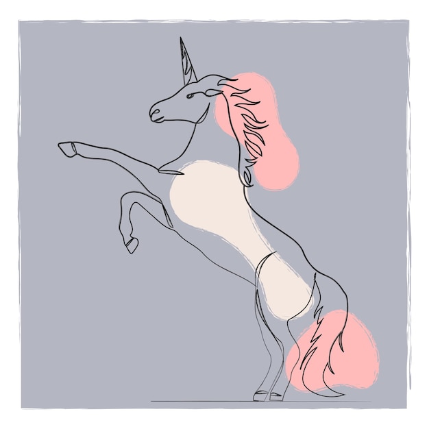 Unicorn sketch drawing by one continuous line vector