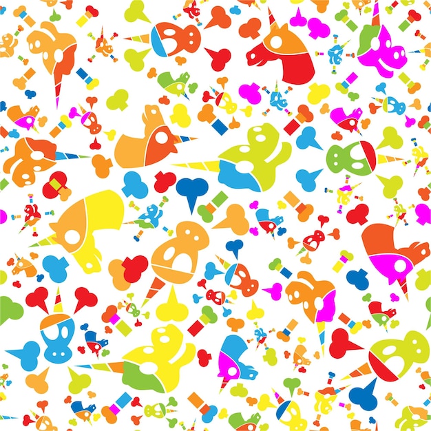 Vector unicorn skull abstract kids pattern seamless