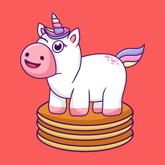 Vector unicorn on a stack of pancakes.