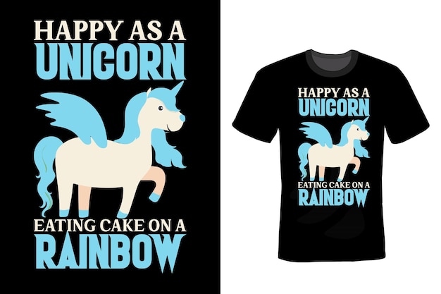 T-shirt unicorno design tipografia vintage