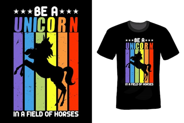 T-shirt unicorno design tipografia vintage