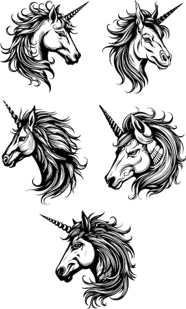 Pacchetto disegno tatuaggio unicorno