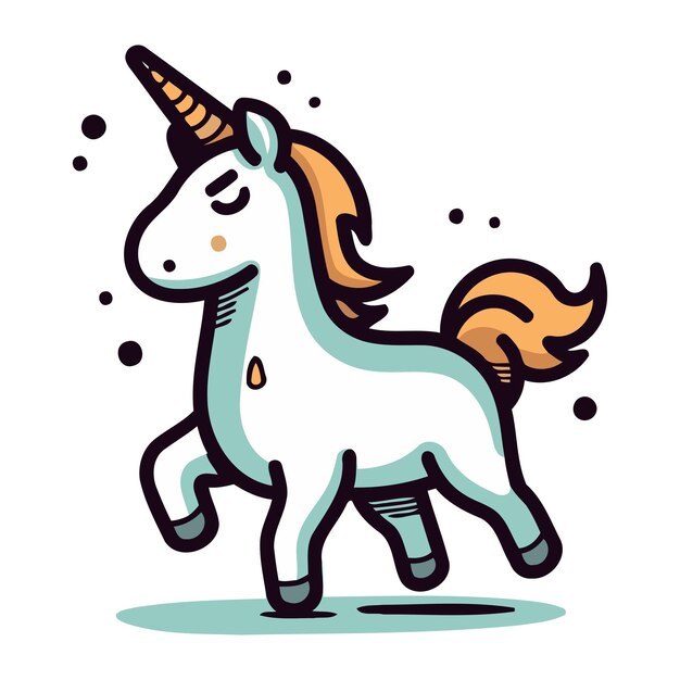 Unicorn vector cartoon illustration isolated on white background cute little unicorn
