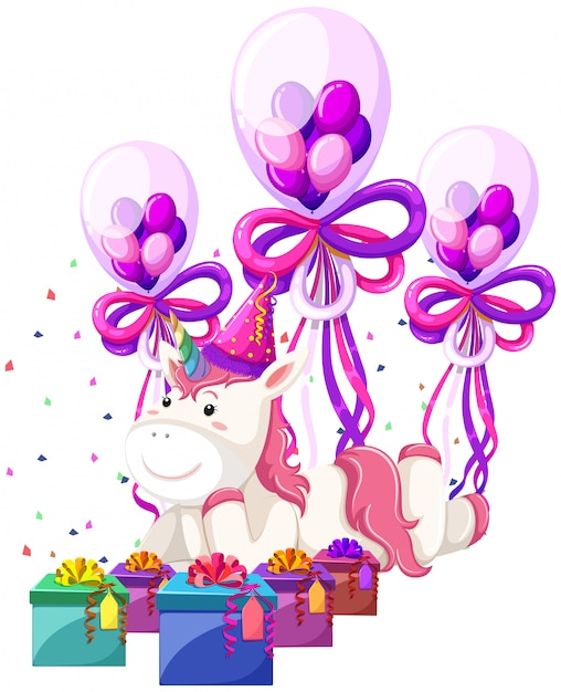 Vector a unicorn with birthday theme