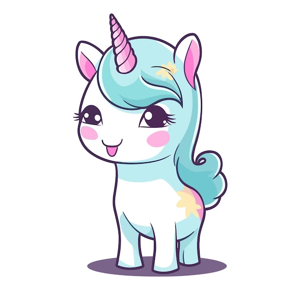 Vector a unicorn with a blue mane and a pink tail.