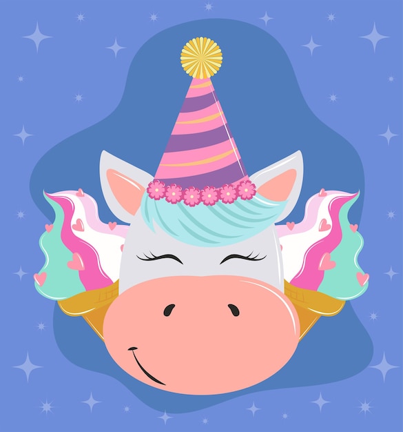 Unicorn with party hat