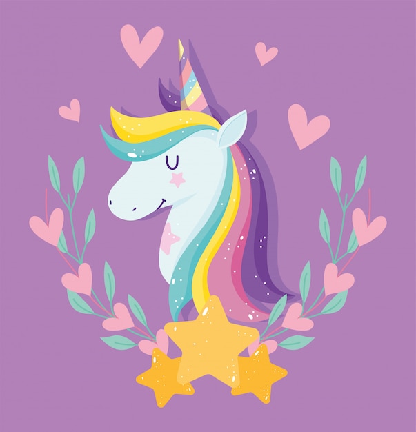 Unicorn with pink hearts