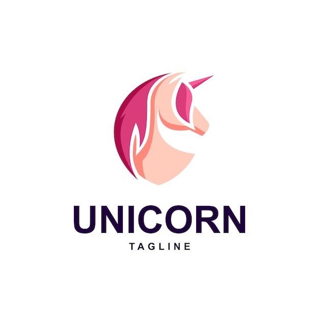 Modello di logo di unicorno con scudo forma