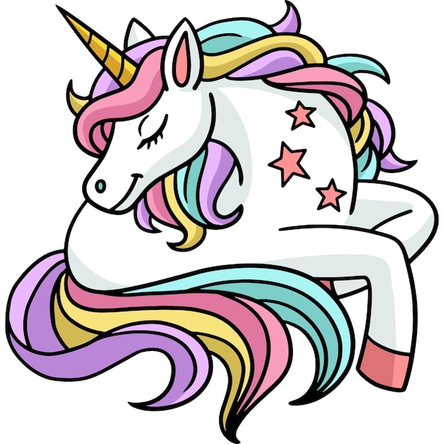 Unicorn With Star Cartoon Colored Clipart