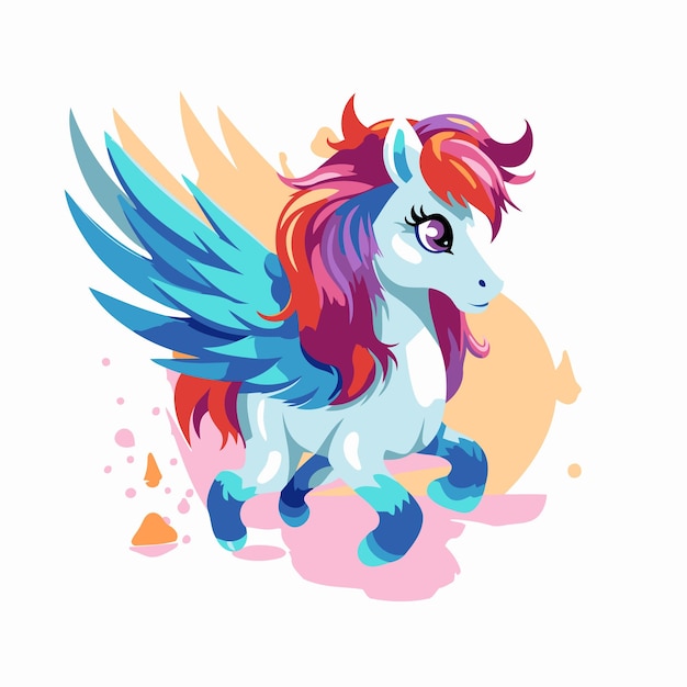 Vector unicorn with wings vector illustration isolated on white background