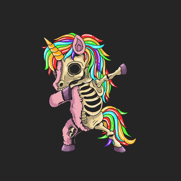 Vector unicorn zombie dabbing illustration