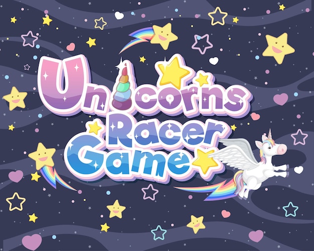 Unicorns racer game logo or banner