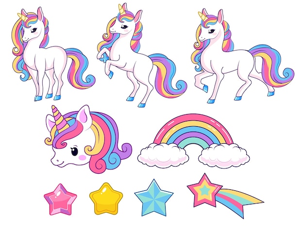 Unicorn Stickers Set 5171542 Vector Art at Vecteezy