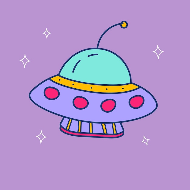 Unidentified flying object ufo cartoon illustration