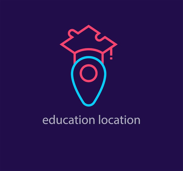 Uniek educatief puzzel hoed locatie logo Modern design kleur Onderwijs punt logo sjabloon