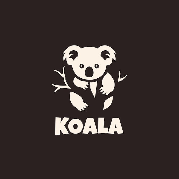 Uniek Koala pictogram logo ontwerpsjabloon Monochroom silhouet van een koala die een boom logo vectorillustratie beklimt