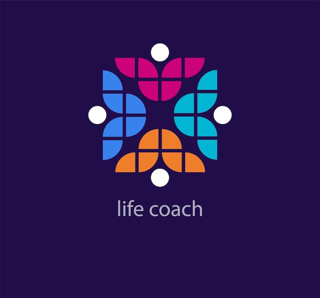 Uniek life coach-logo Trend kleurovergangen Community support team logo template vector