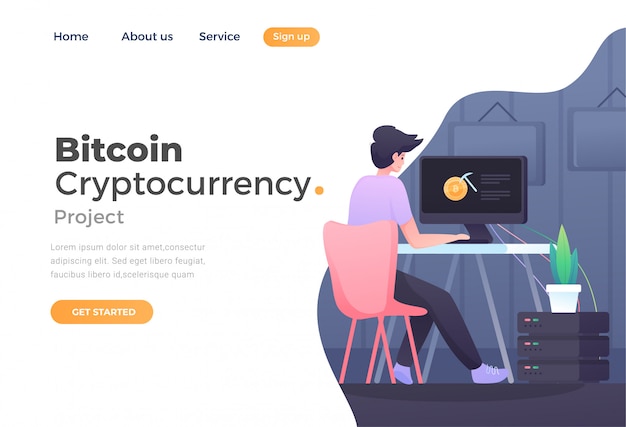 Uniek modern plat ontwerpconcept van bitcoin cryptocurrency voor website en mobiele website