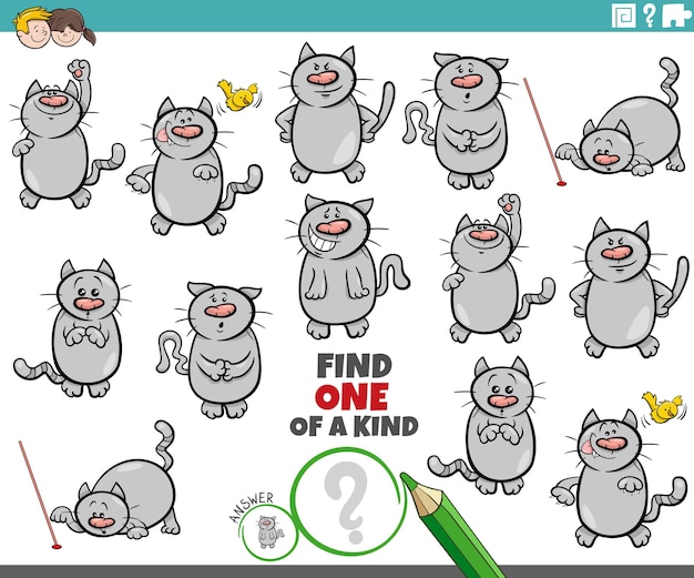 Uniek spel met grappige tekenfilmkatten en kittens
