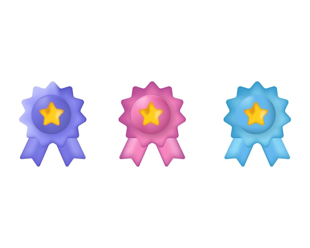 Unieke 3D-icon set achievement award grant geïsoleerd op vector