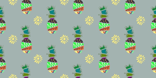 Unieke abstracte zomer ananas vruchten naadloze patroon achtergrond