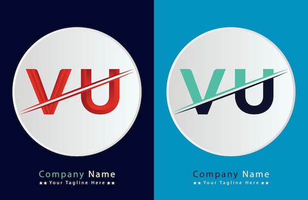 Vector unieke letterlogo van de vu icon vector sjabloon