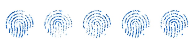 Vector unieke vingerafdruk silhouet kleur pictogrammen set menselijke duimdruk biometrische identificatie pictogram