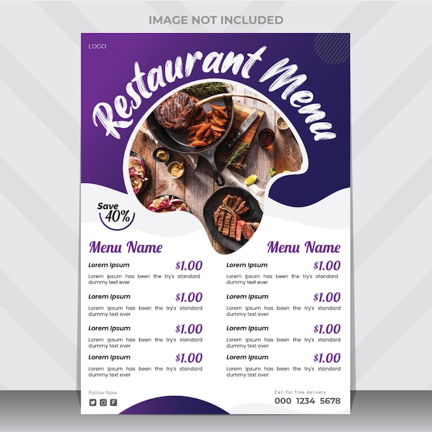 Unieke voedselmenu poster of flyer ontwerpsjabloon