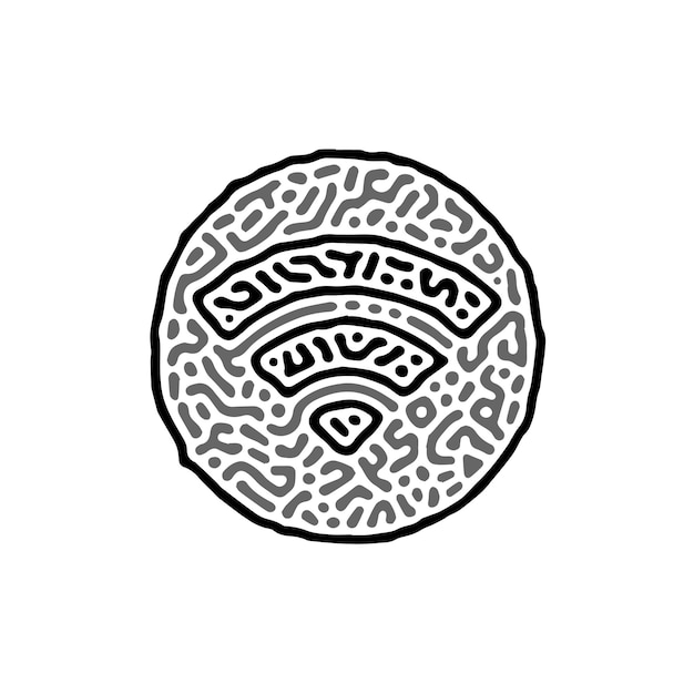 Unieke Wifi-verbinding Cirkelvormig teken Icon Symbool in abstracte stijl Patroon Eénkleurige kleur