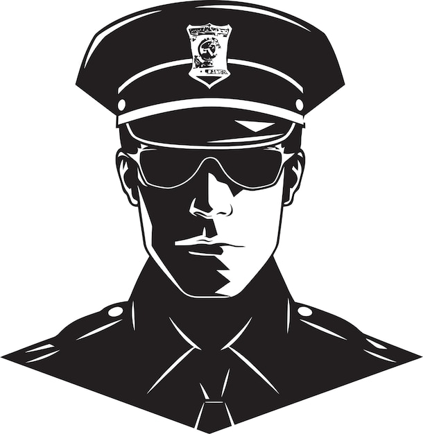 Uniformed Valor Police Officer Vector Depictions Sirens and Shields Police Officer Vector Art