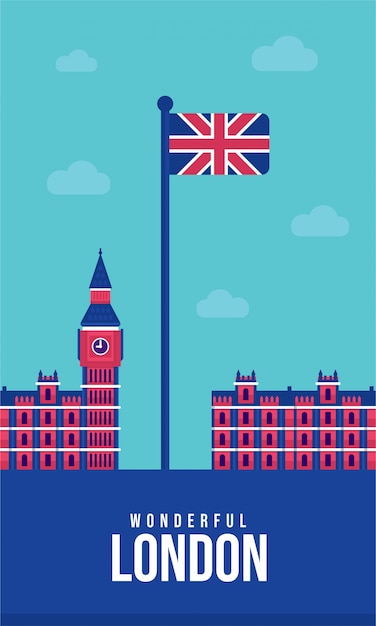 Vector union jack flat poster-illustratie