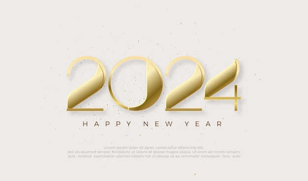 Unique 2024 happy new year number design With unique and very luxurious gold numbers suitable for speech purposes or for calendar design