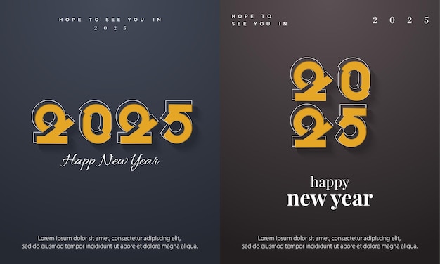 Уникальная концепция дизайна квадрата и цифры премиум счастливого нового года 2025 для плакатов, баннеров и брошюр