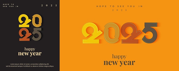 Vettore modello unico di quadrato e numero per il nuovo anno 2025 per manifesti, striscioni e opuscoli