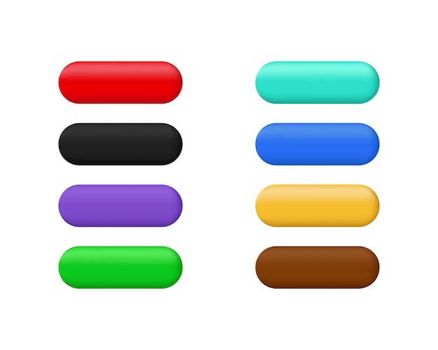Vector unique 3d buttons set shiny oval colorful isolated on vector