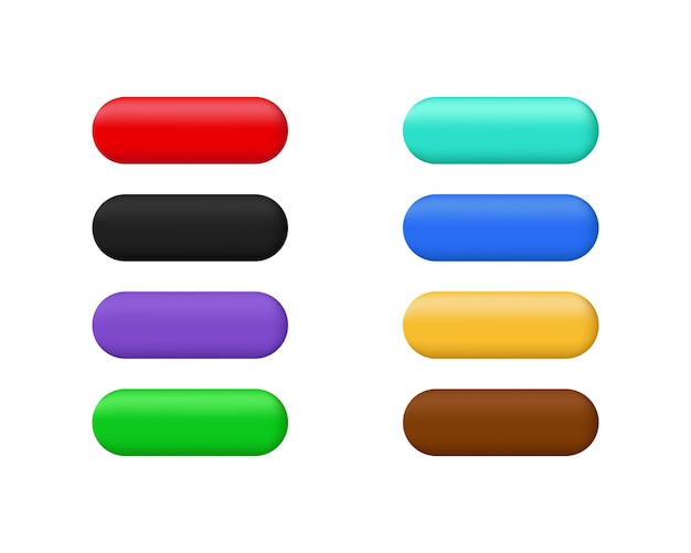 unique 3d buttons set shiny oval colorful isolated on vector