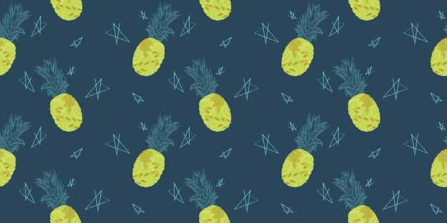 Unique abstract summer pineapple fruits seamless pattern background