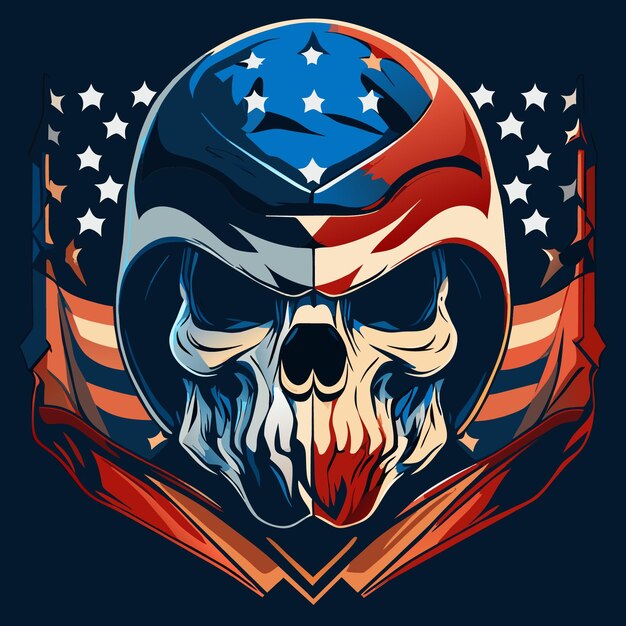 Vector unique american flag skull head illustration vector