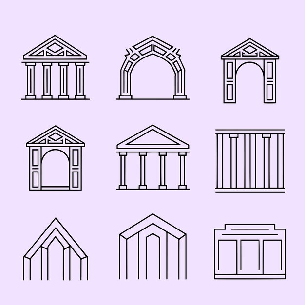 Unique architecture element Creative architecture line art vector