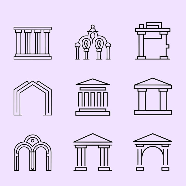 Unique architecture element Creative architecture line art vector