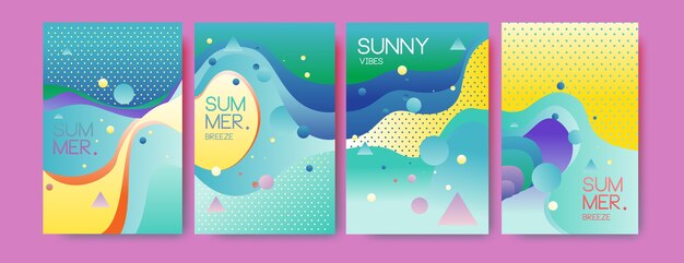 Уникальные художественные летние открытки в стиле memphis