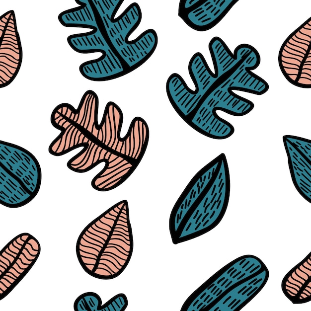 Unique autumn leaves childish style seamless pattern