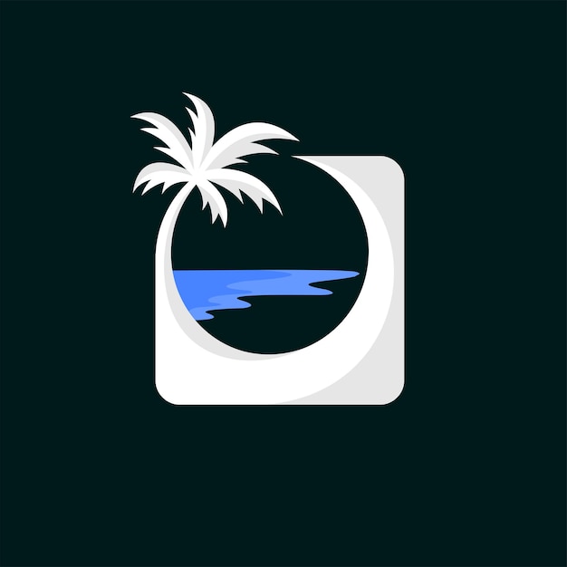 Vector unique beach logo beach square logo