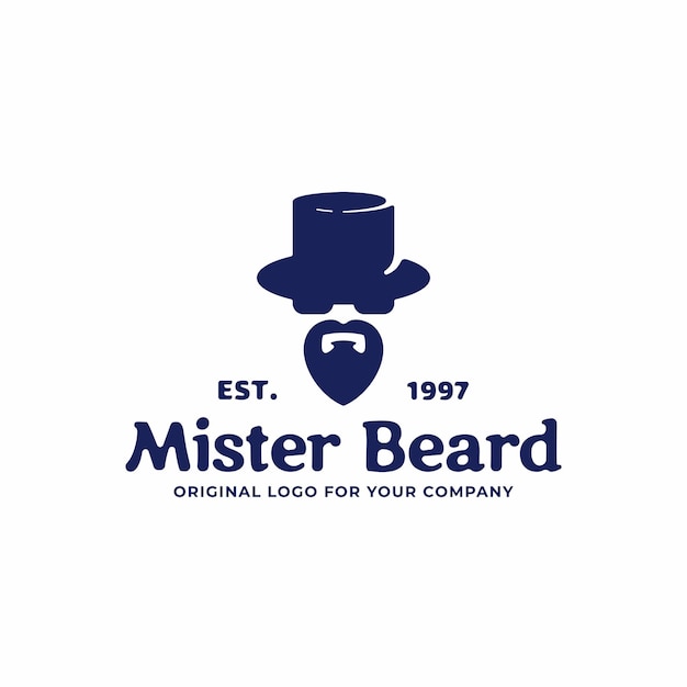 Vector unique beard logo design template.