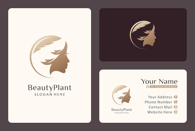 Vector unique beauty salon logo design with business card template