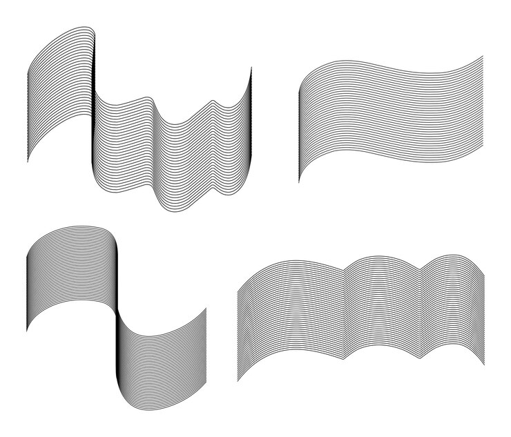 Vector unique black and white line wave patterns suitable for background designs or artistic projects