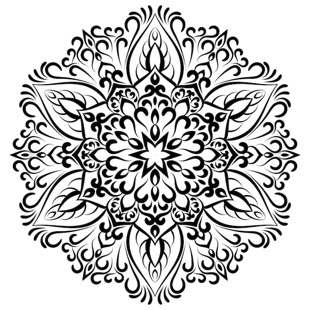 Unique black and white Ornamental Mandala Coloring Book.