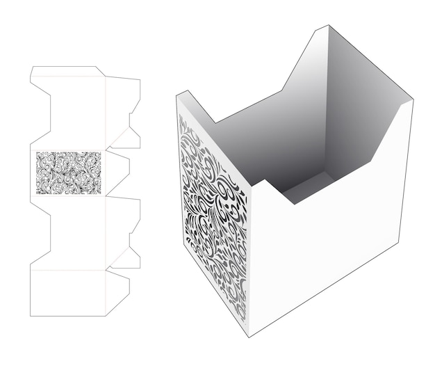 Уникальная коробка с трафаретным цветочным шаблоном для высечки и 3d-макетом