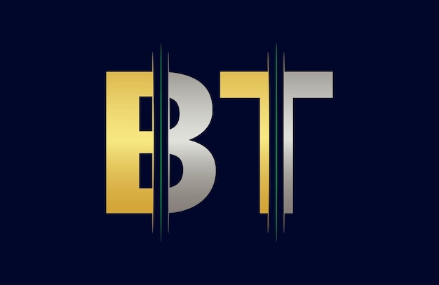Уникальный буквенный логотип BT Иконный векторный шаблон