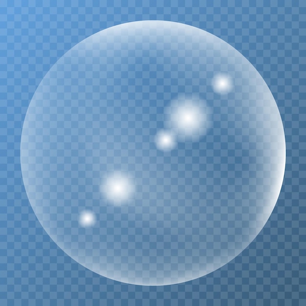 Vector unique bubble with glare icon on a blue background